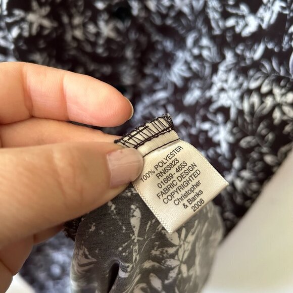 Christopher & Banks Maxi Dress Womens 10 Black White Floral Button Front Y2K - Picture 7 of 10